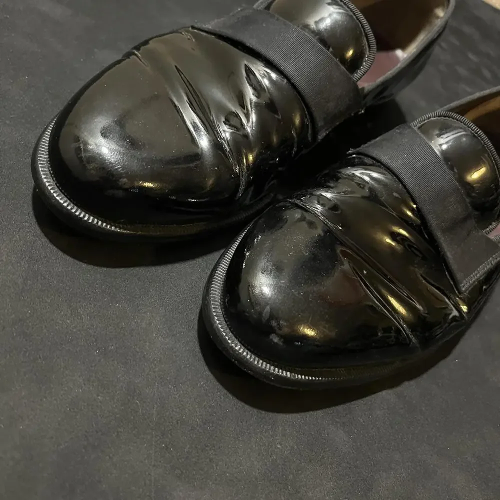 Salvatore Ferragamo Patent Leather Shoes Mens Size 10 Black Opera Vintage Preppy